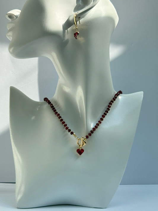 Donkerrode jade kralen setje