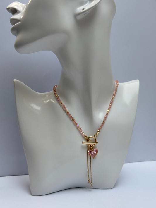 Roze kristal ketting