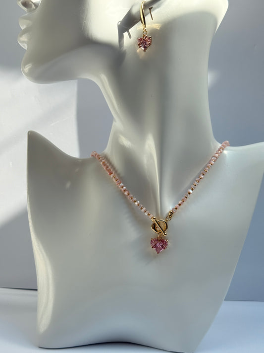 Roze schelp kralen setje